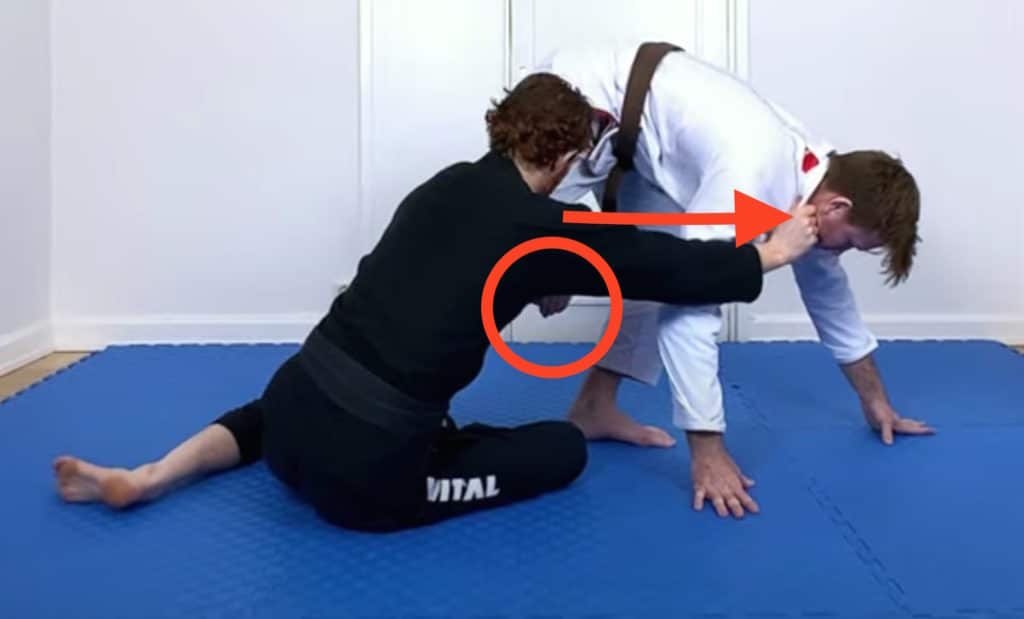 Grapplearts; Jon Thomas collar-drag lesson Jon Thomas demonstrating a leg capture after the collar drag