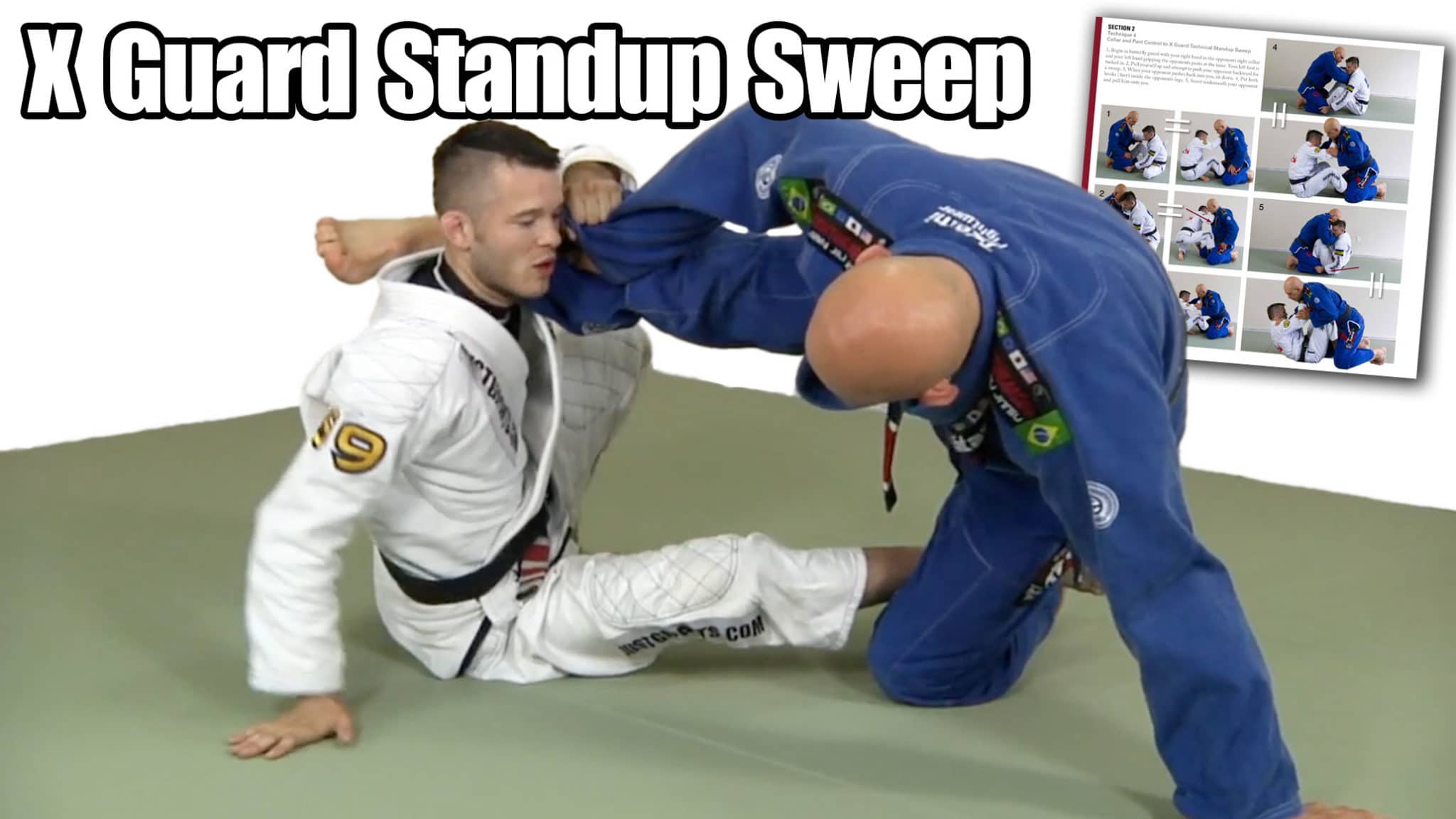 X-guard: make the hands touch the mat, then get up