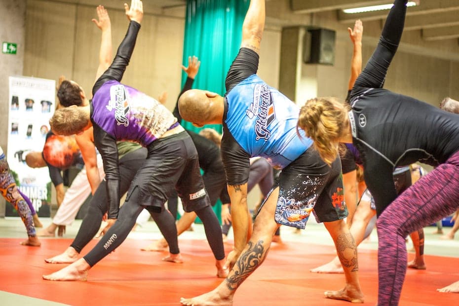Illustrative group warm-up published in the BJJ Globetrotters camp archive