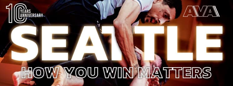 Event flyer for AVA SEATTLE grappling tournament in Everett, WA