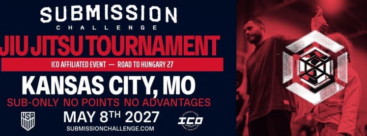 Submission Challenge tournament flyer for May 8, 2027 in Independence, MO.