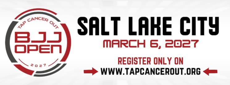 Event flyer for the Tap Cancer Out 2027 Salt Lake City BJJ Open